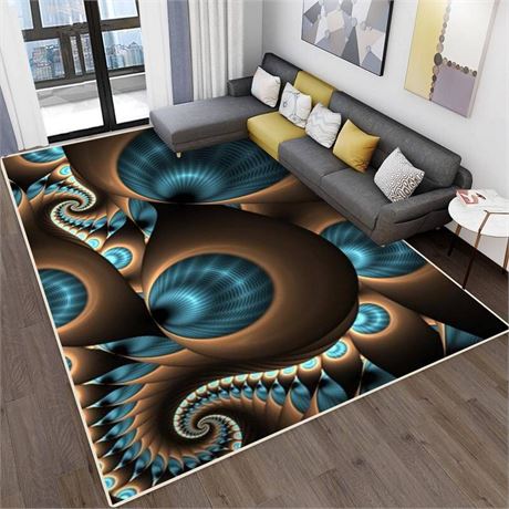 Area Rugs Abstract Blue Brown Like Several Holes Floor Carpet Soft Non-Slip