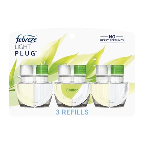 Febreze Plug In Air Freshener, Odor-Fighting Scented Oil Refill, Light Bamboo,