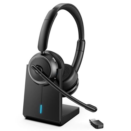 ANC & ENC Headset with Microphone for PC, Wireless Headset with Mic for
