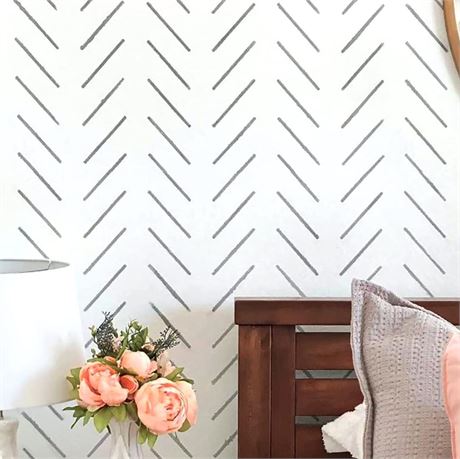 STENCILIT® Herringbone Simple Wall Stencil - XL Stencil 22x40 In, Geometric