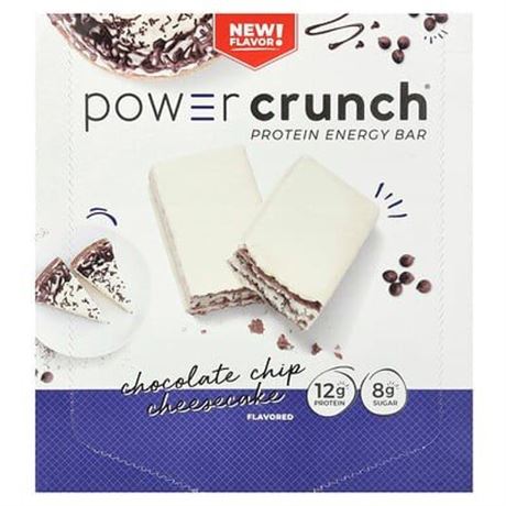 BNRG, Power Crunch Protein Energy Bar, Chocolate Chip Cheesecake, 12 Bars, 1.4