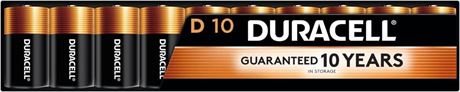 Duracell Coppertop D Batteries, 10 Count Pack, D Battery with Long-lasting