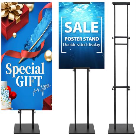 Pedestal Poster Sign Stand for Double Sided Display, Adjustable Poster Board