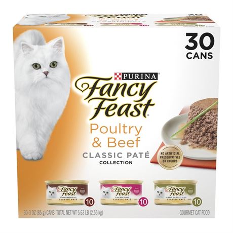 Purina Fancy Feast Classic Collection Pate Wet Cat Food, Poultry & Beef, 3 oz