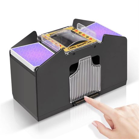 FEIERYA Automatic Card Shuffler 2/1/4/6 Deck,Battery-Operated Electric UNO