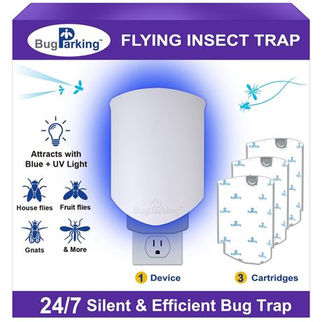 Flying Insect Trap, Plug-in UV Light for Gnats, Fruit Flies and Houseflies,