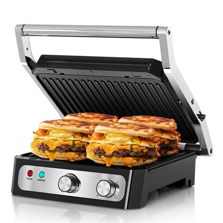 Panini Press Sandwich Maker - CACHOO Electric Indoor Grill with Temperature &