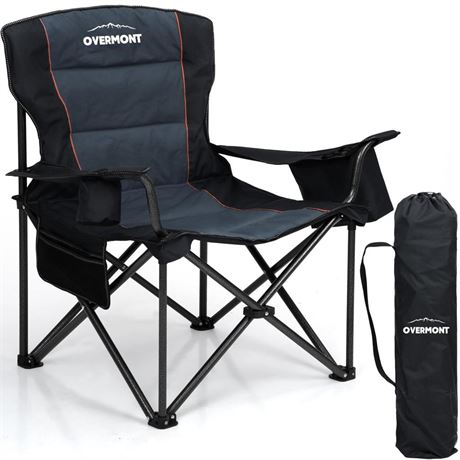 Overmont Oversized Folding Camping Chair - 450lbs Support with Padded Cushion