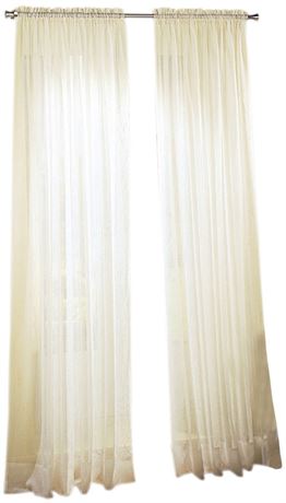 No. 918 Erica Crushed Sheer Voile Rod Pocket Curtain Panel, 51 x 63, Eggshell