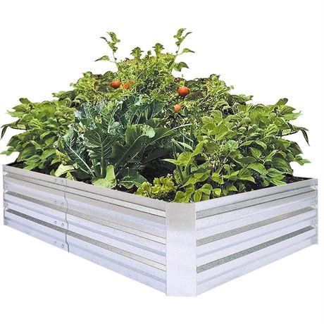 Foyuee Galvanized Raised Garden Beds For Vegetables Large Metal Planter Box