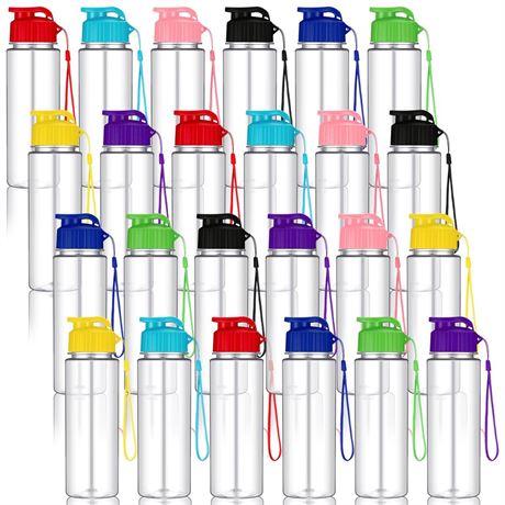 Ziliny 24 Pcs 17 oz Plastic Water Bottles Bulk Large Reusable Leak Proof Flip