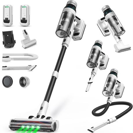 Cordless Vacuum Cleaner, 2 Batteries 110 Mins Runtime Vacuum Cleaners for Home,