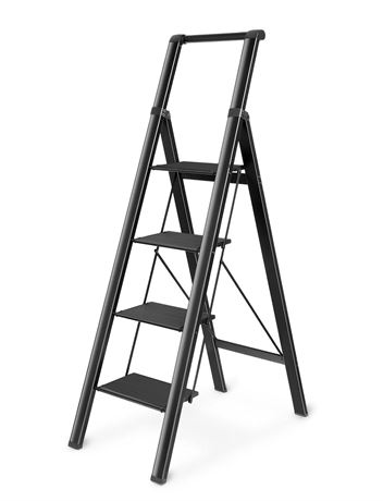 4 Step Ladder, Lightweight Portable Folding Step Stool with Anti-Slip Sturdy