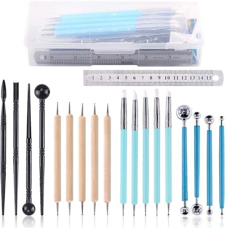 Swpeet 19Pcs Modeling Clay Sculpting Tools Kits, Ball Stylus Tool, Pottery