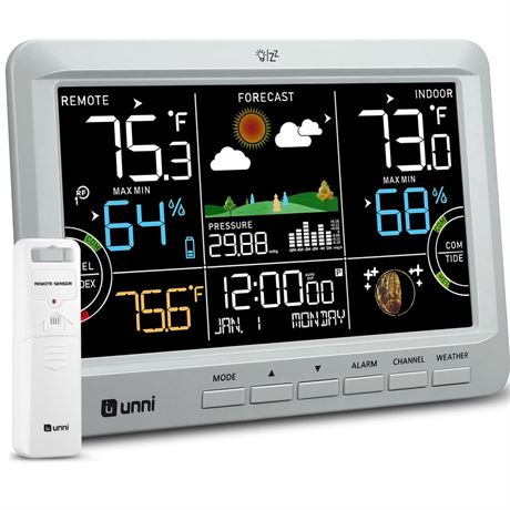 Weather Station Indoor Outdoor Thermometer Wireless, Home Atomic Clock with