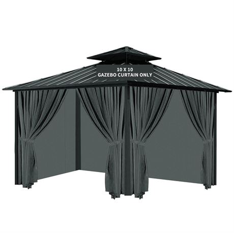 Gazebo Universal Replacement Privacy Curtain, 10'X10' Gazebo Curtain Outdoor