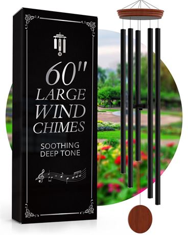 60" Extra Large Wind Chimes for Outside Deep Tone - Soothing Deep Tone Wind