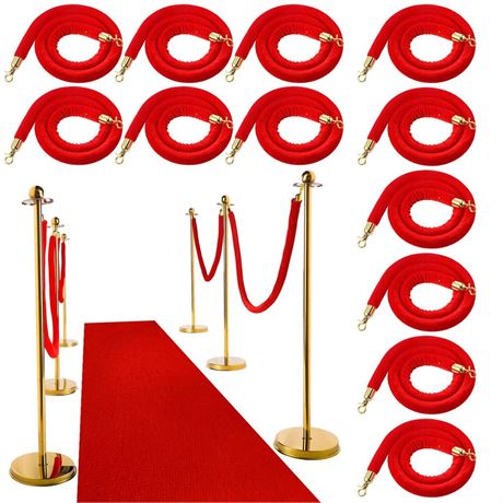 12 Set Red Carpet Party Decorations, 23.6 Inch Posts and Velvet Ropes with 3.95
