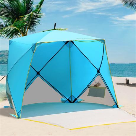 Pop Up Beach Tent, Portable Shade Sun Shelter UPF50+ UV Protection for 4 Person