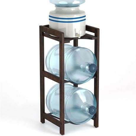 5 Gallon Water Jug Holder with Top Shelves, Natural Solid Wood Water Dispenser