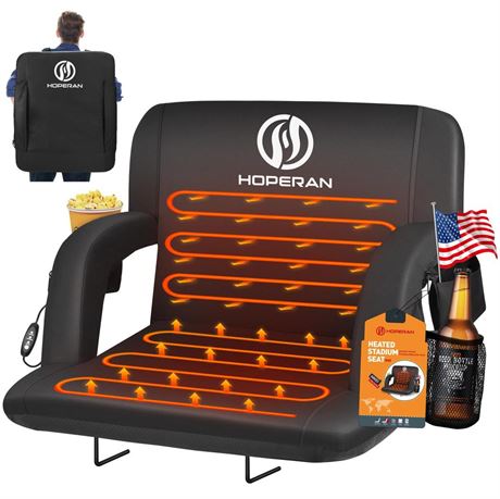 Heated Stadium Seats for Bleachers with Back Support and Wide Cushion, Extra