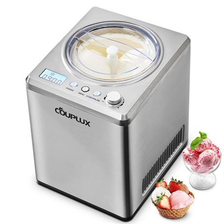 Ice Cream Maker with Compressor, Automatic Ice Cream Machine - No Pre Freezing,