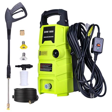 Electric Pressure Washer, 1800PSI 1.6GPM Portable Power Washer with 20FT Hose &