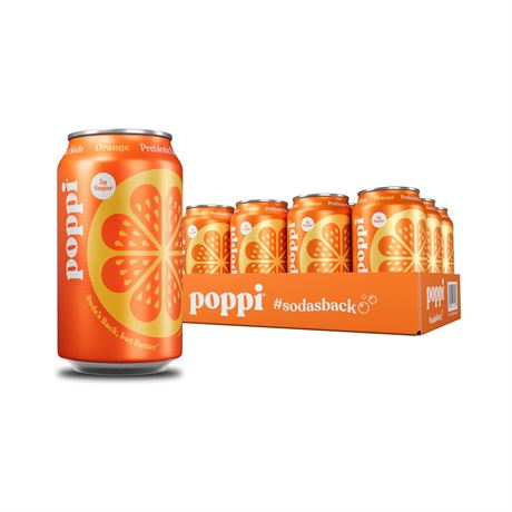 Poppi Sparkling Prebiotic Soda Beverage with Apple Cider Vinegar, Seltzer Water