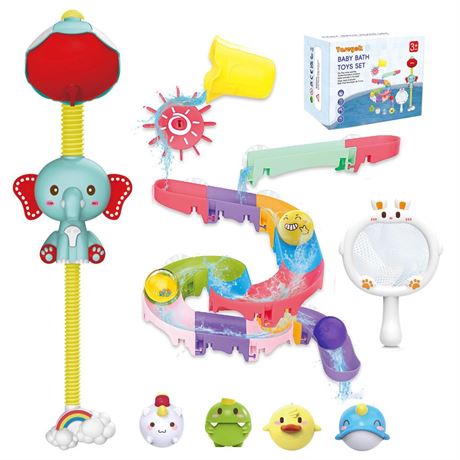 Toddler Bath Toys, Baby Bathtub Toys with Elephant Shower Sprays and Slide