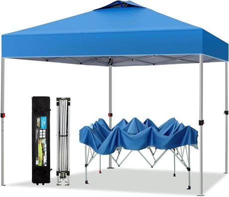 PHI VILLA 10X10Ft Vented Top Pop-up Canopy with Adjustable Steel Legs Portable