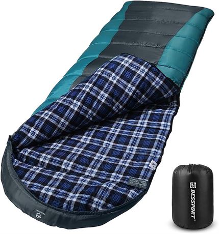 Bessport Sleeping Bag Winter | Flannel Lined 18℉ - 32℉ Extreme 3-4 Season Warm