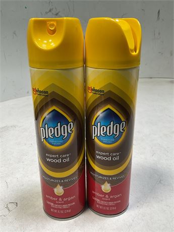 Pledge Spray Furniture Polish, Amber and Argan Scent, 9.7 Ounce (2PACK)