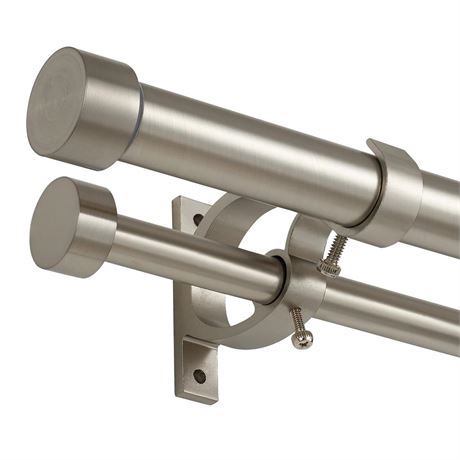 Brushed Nickel Double Curtain Rods 72 to 144 Inches (6-12 Feet),1-Inches Front