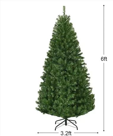 Costway 6 ft Artificial Green Christmas Outdoor Plant Decorated Tree