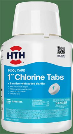 HTH 1-inch Chlorine Tablets — Tablet Form, 5 lb — Pool Sanitizer to Kill Algae