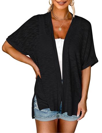 MEROKEETY Womens 2024 Summer Lightweight Cardigan Short Sleeve Open Front