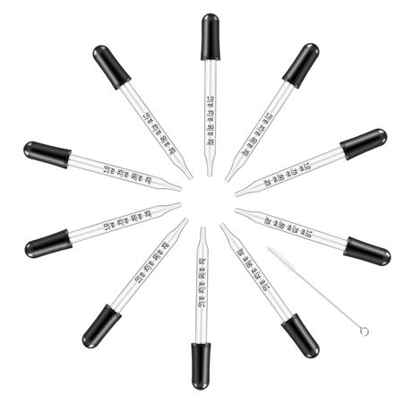 Eye Dropper for Essential Oils 10 PCS Pipettes Dropper with Black Rubber Head,
