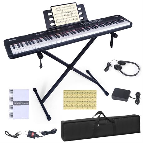 88 Key Piano Keyboard, Semi Weighted Electronic Digital Piano with Music Stand,