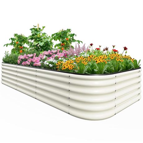 Quictent Galvanized Raised Garden Bed Kit, 8x4x1.5 ft Oval Metal Planter Box