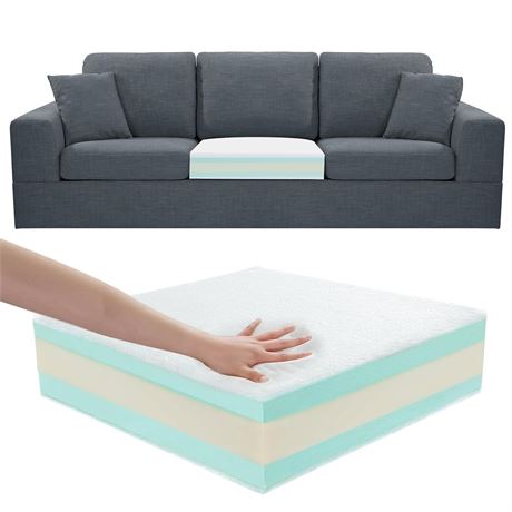 FOUXTEL Extra Thickness 5 Layer Couch Cushion Replacement, 24"x24"x6" Sofa