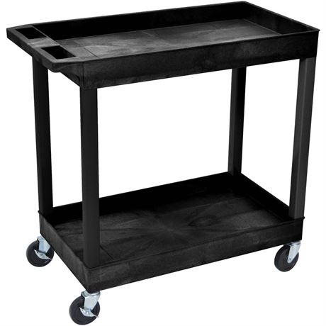 Luxor High Capacity 2 Tub Shelf Cart Black