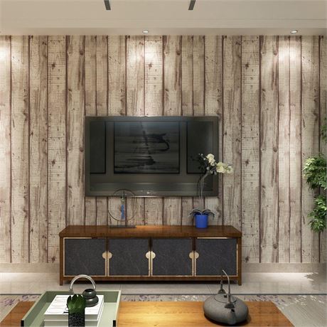 Vintage Style Vivid Wood Graining PVC Vinyl Wall Paper for Living Sitting Room