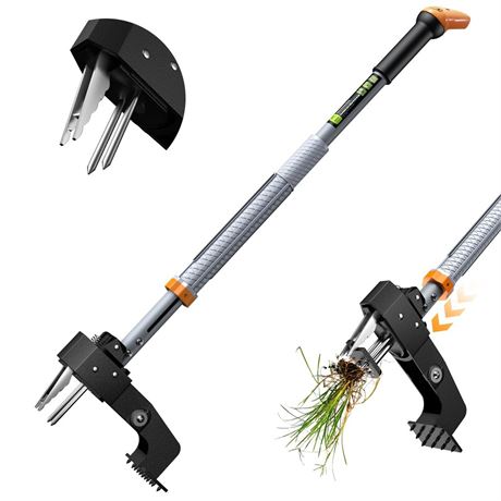Weed Puller Tool - Stand Up Weed Puller with 4-Claw Steel Head, 39"-46"