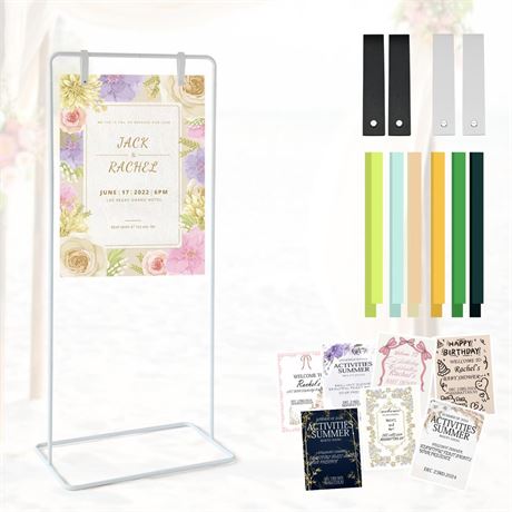 Wedding Sign Stand - Adjustable Wedding Sign W/Design Bundle & Leather Sign