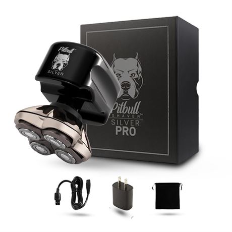 Pitbull Silver PRO Head & Face Shaver | USB charging cable included | Verified