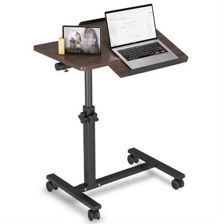 Mobile Laptop Stand for Couch Overbed Table with Wheels Adjustable Height