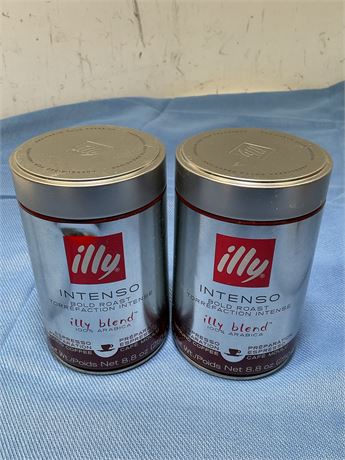 illy Ground Espresso Coffee, Intenso Bold Roast, 100% Arabica, 8.8 oz (2PACK)
