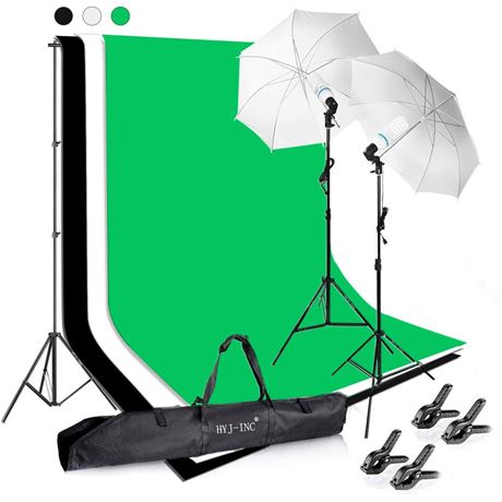 Photography Photo Video Studio Background Stand Support Kit with 3 Muslin