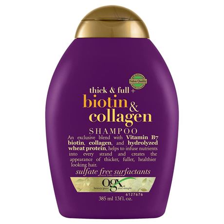 OGX Thick & Full + Biotin & Collagen Volumizing Shampoo, Nutrient-Infused Hair
