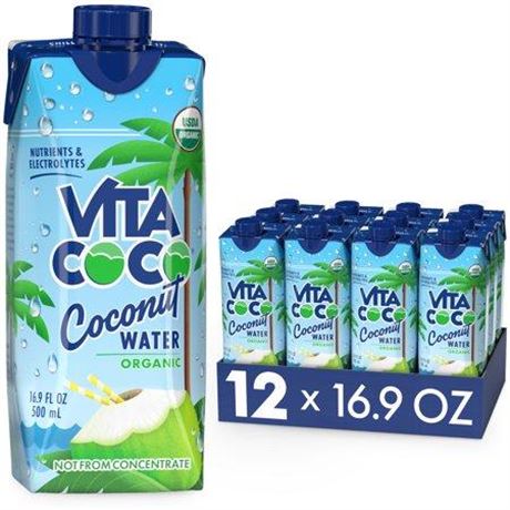 Vita Coco Coconut Water  Pure Organic  16.9 Fl Oz Tetra (Pack of 12)